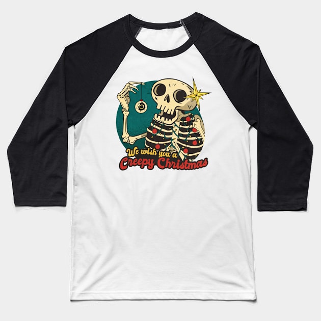 Skeleton Christmas Cartoon Baseball T-Shirt by mehdime